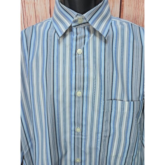 Johnston & Murphy Mens Easy Care Striped Long-Sleeve Dress Shirt Medium - Picture 5 of 8